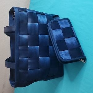 EUC Harveys California Blue Seatbelt Handbag w/Wallet